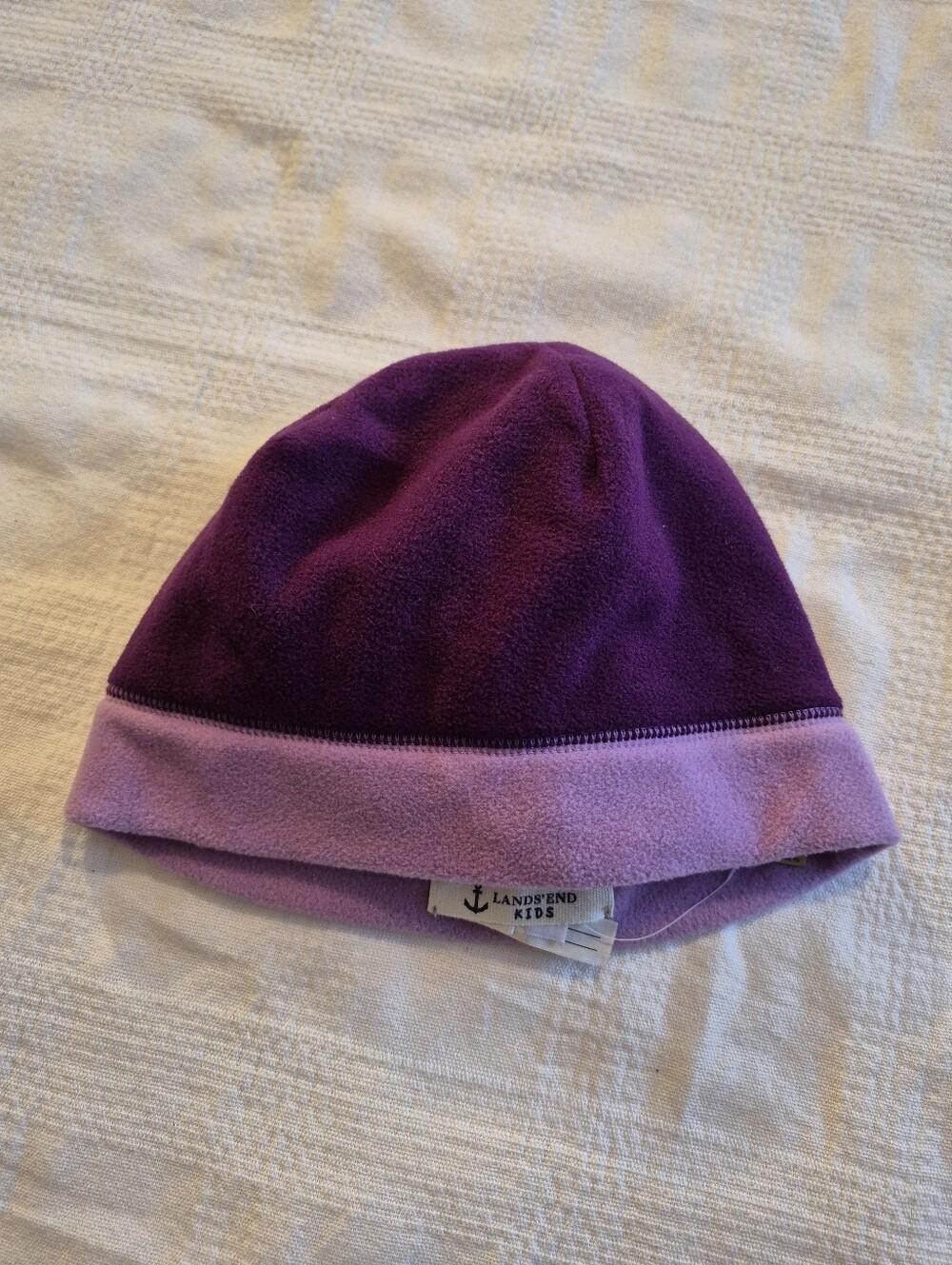 Lands' End girls Small 2 tone purple fleece hat NWT